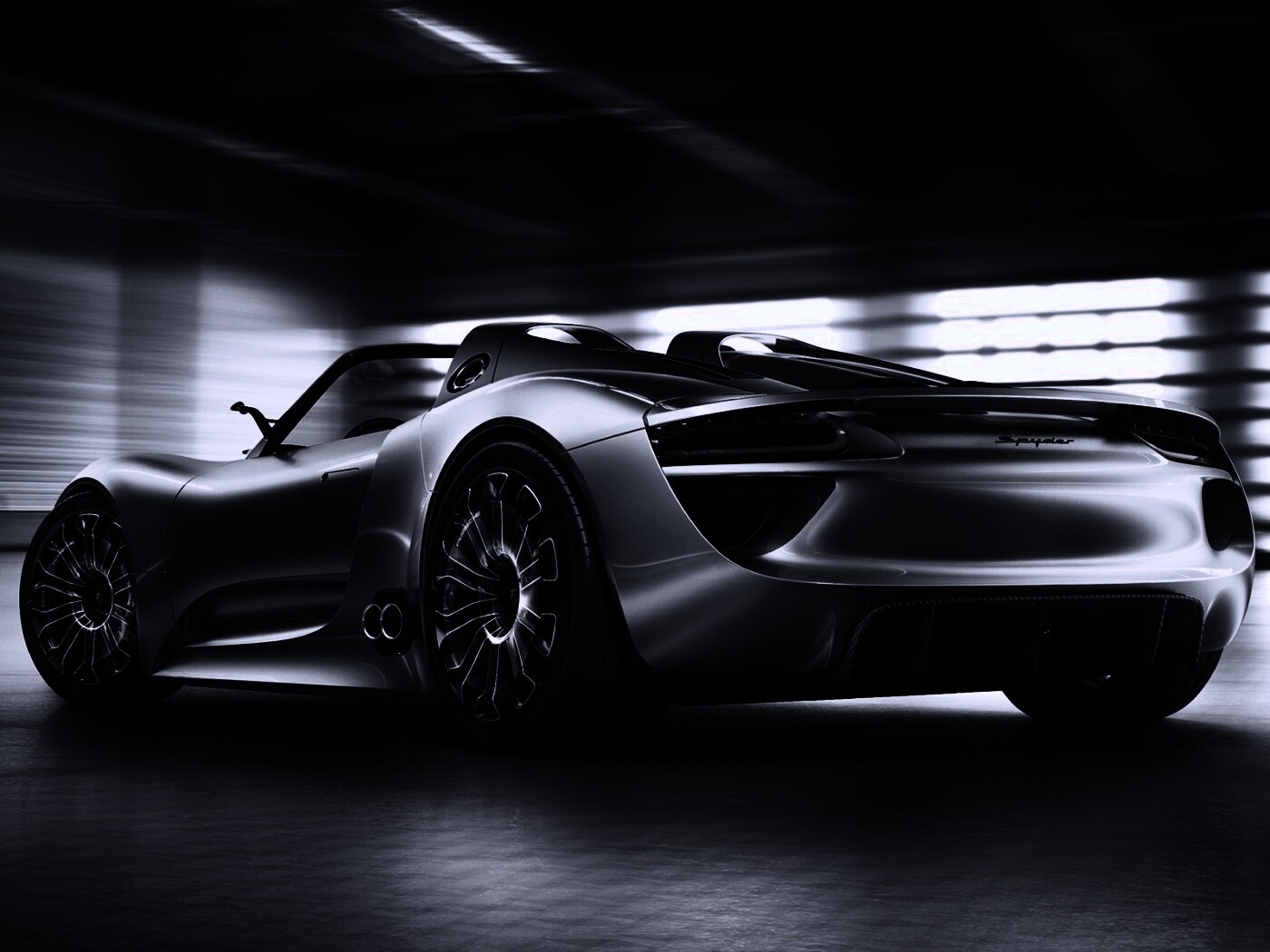 Porsche 918 Spider вид сзади обои