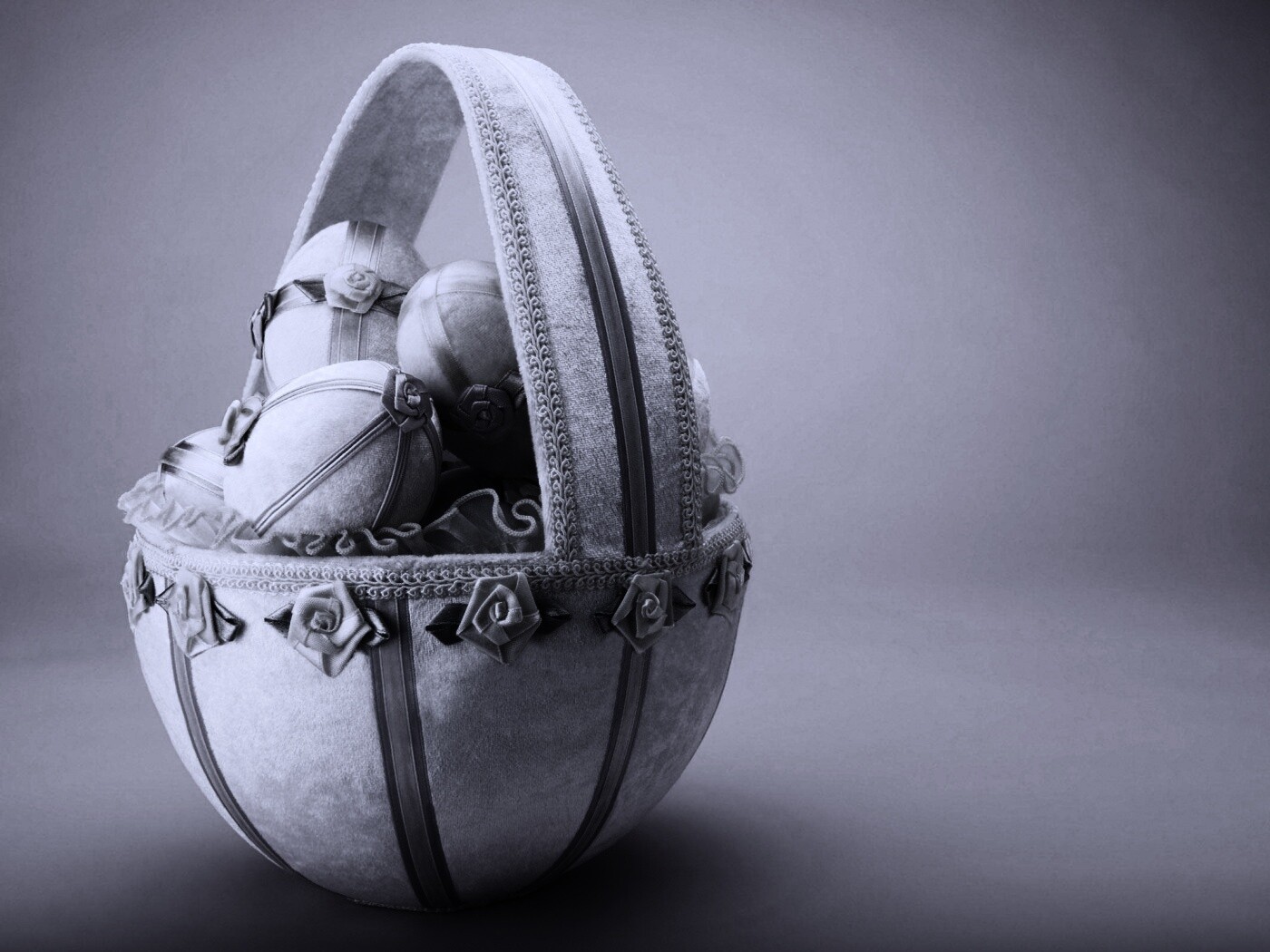 Пасхальная корзина с яйцами обои