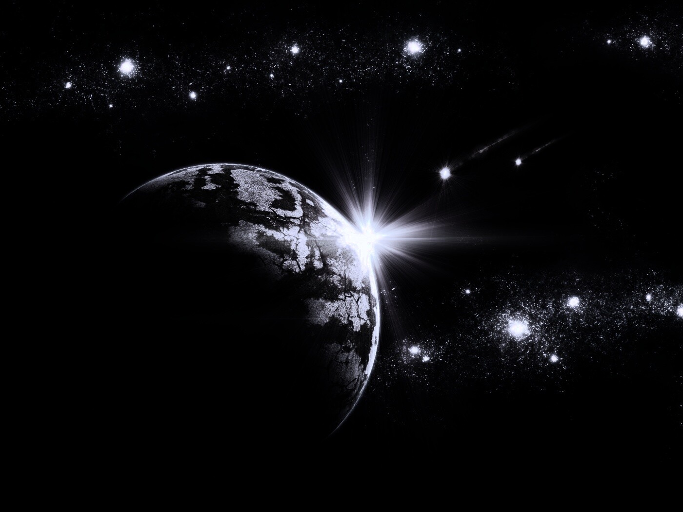 Кометы пролетают вблизи планеты обои