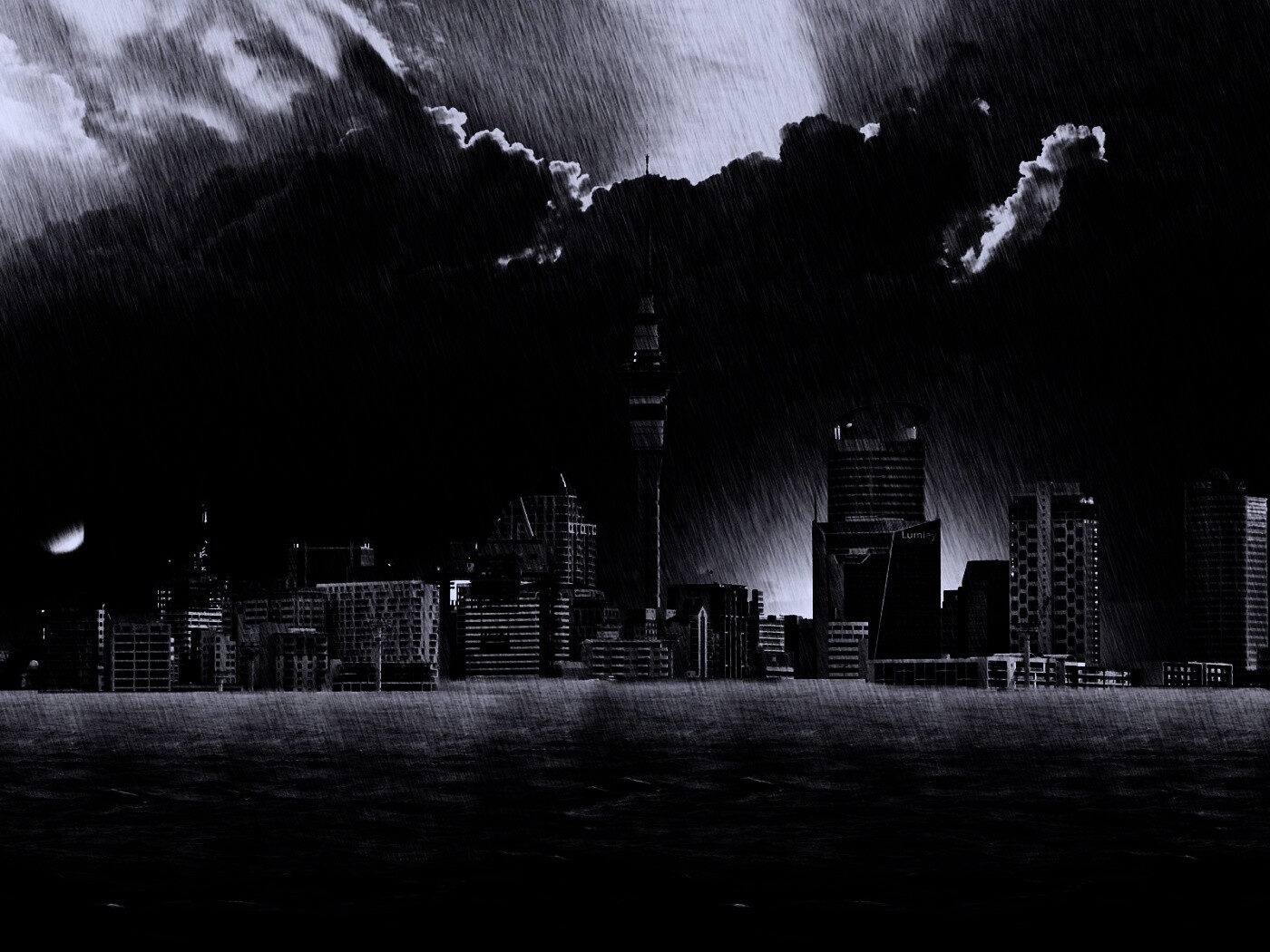 Гроза над городом обои