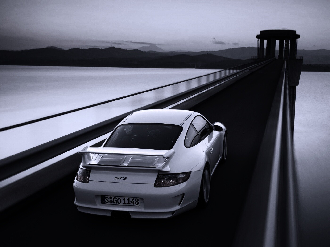 Порше на дамбе обои