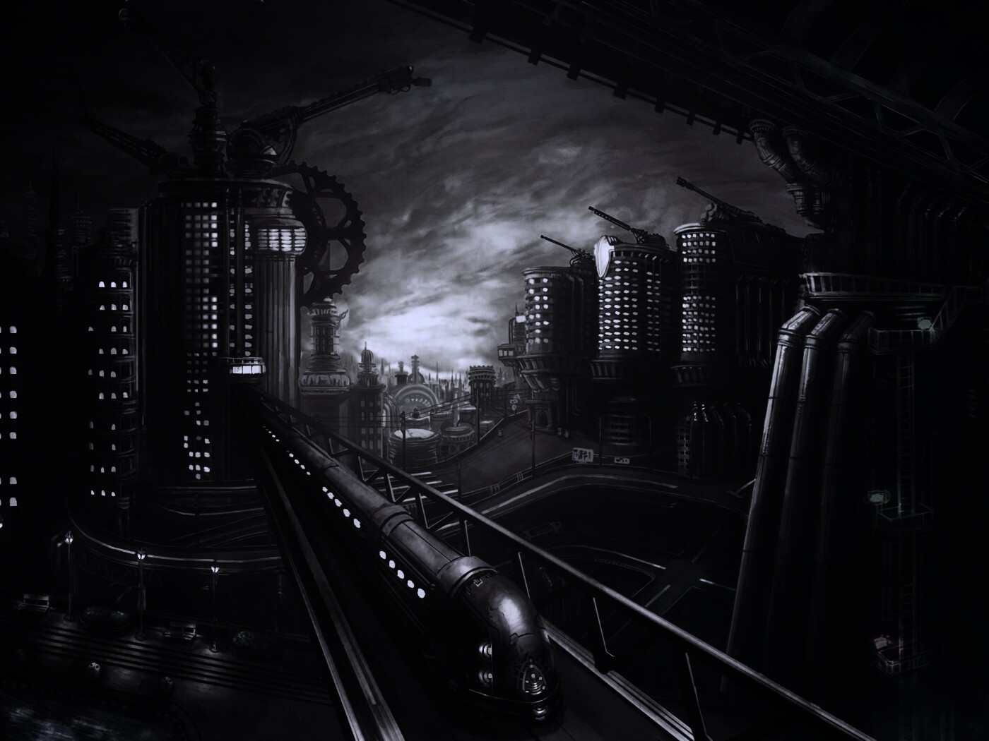 Город из мира стимпанк обои