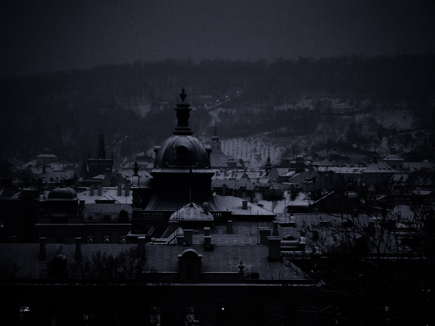 Город зимой обои