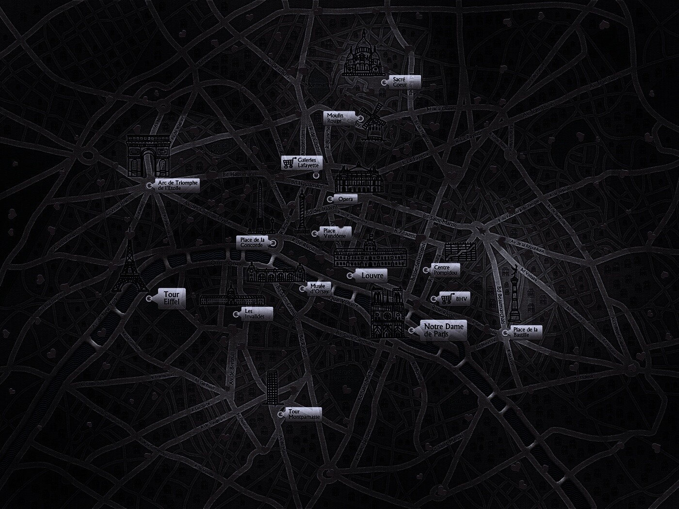 Карта Парижа обои