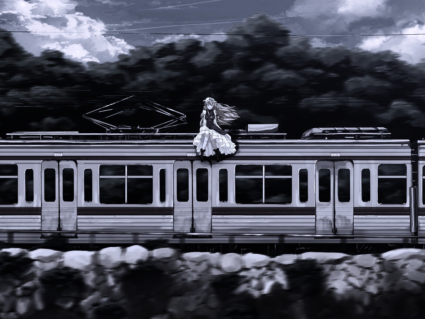 Девушка на крыше поезда обои