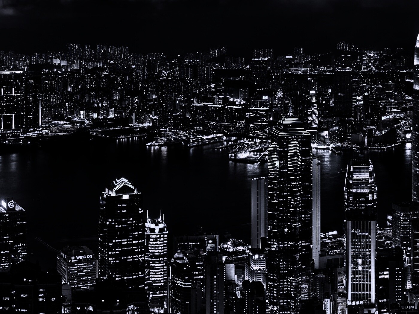 Небоскребы ночью обои