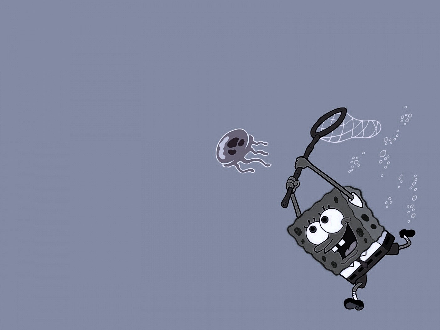 Губка Боб гонится за медузой обои