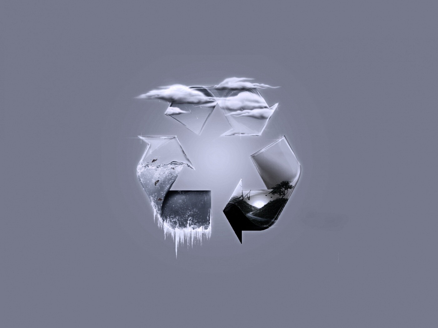 Круговорот воды в природе в значке переработки обои