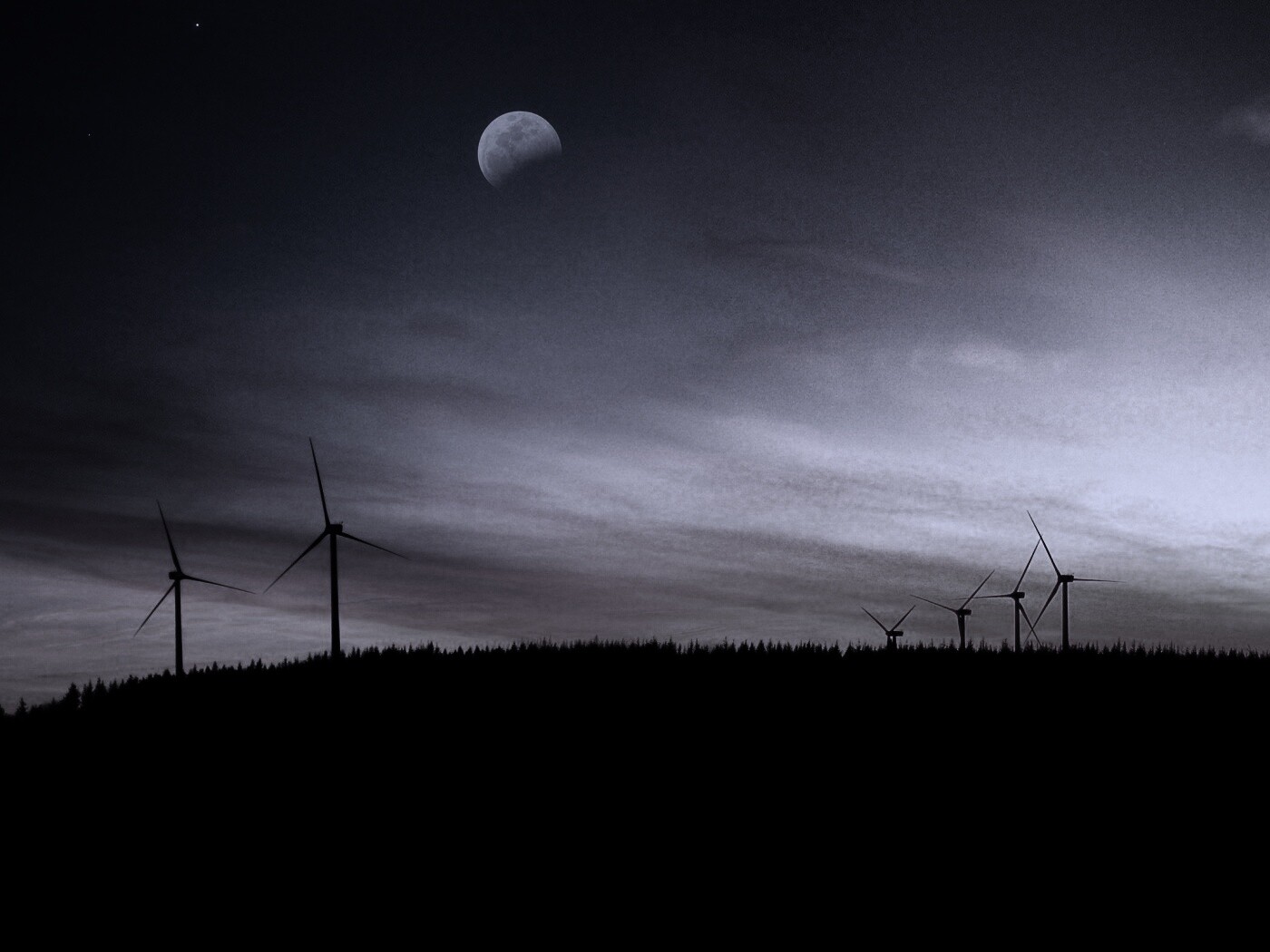 Закат за холмом обои