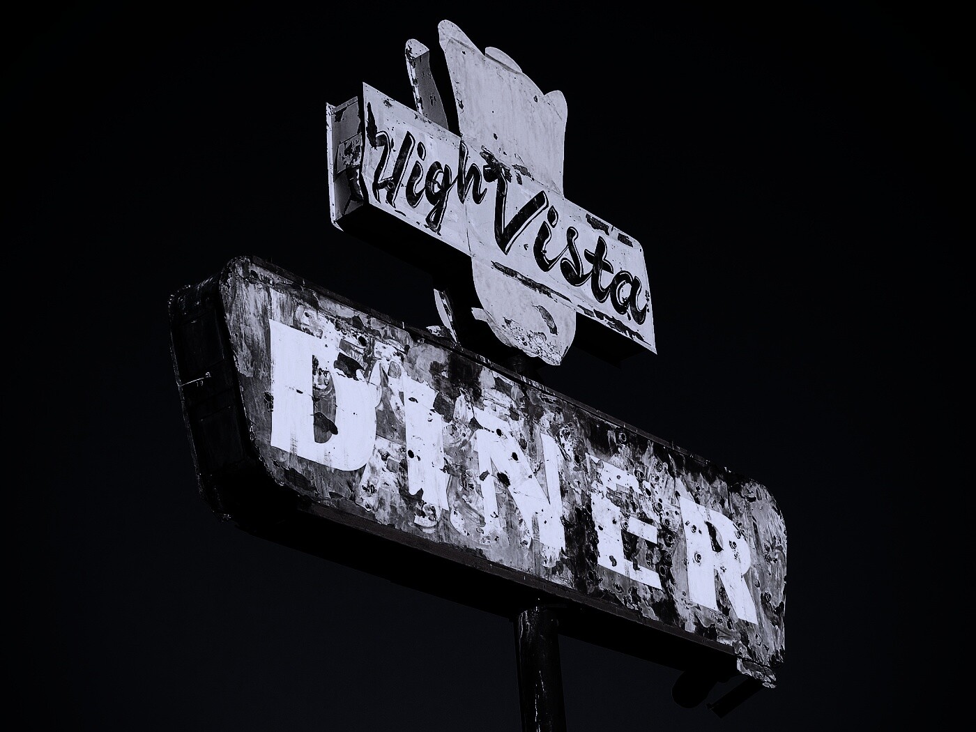 Вывеска заброшенного ресторанчика обои