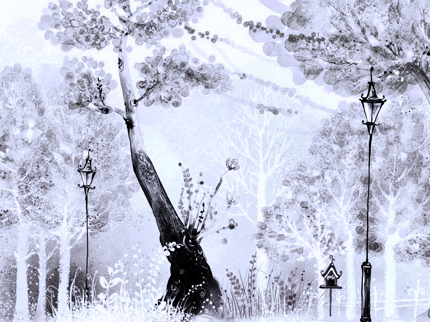 Фонари в парке обои