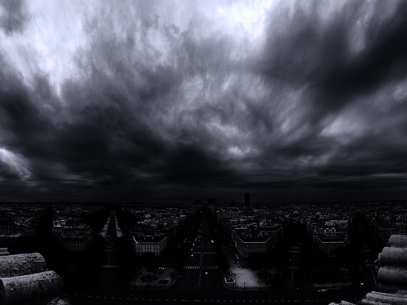 Париж широкоугольным объективном обои