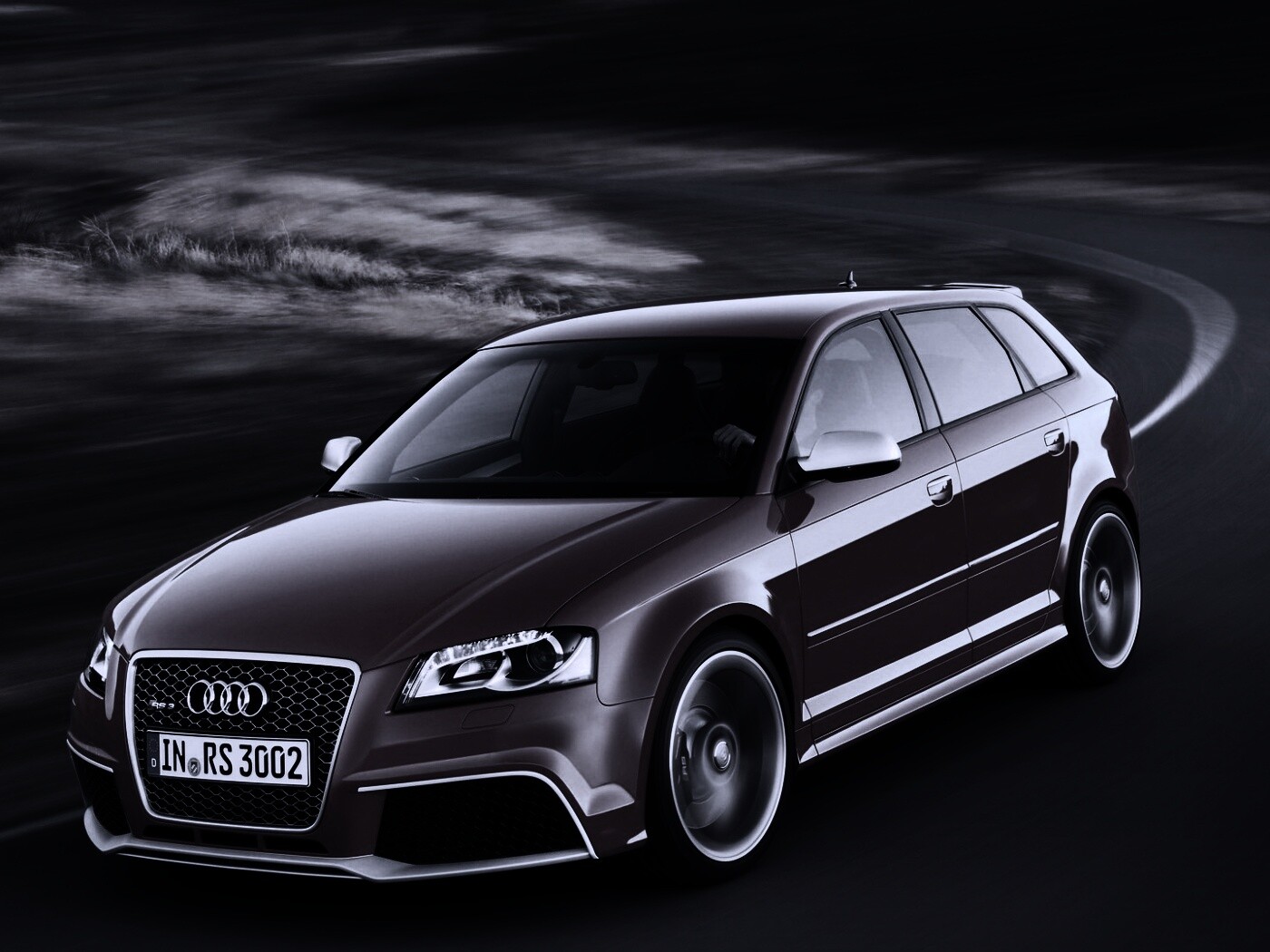 Красная ауди мчится по извилистой дороге обои