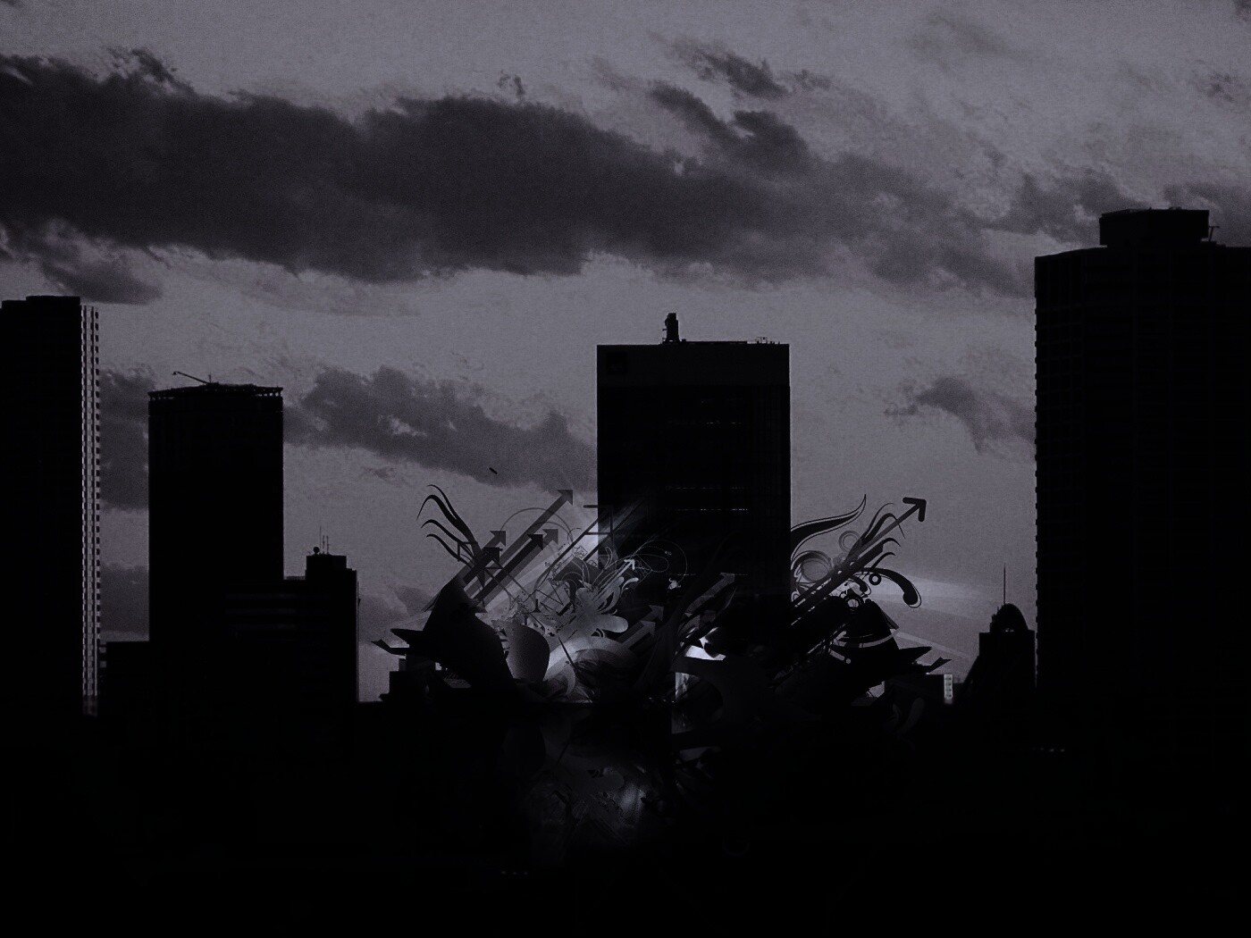 3D абстракция прямо в городе обои