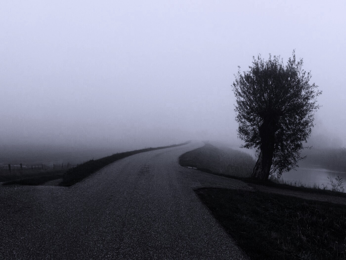 Дорога растворяется в тумане обои