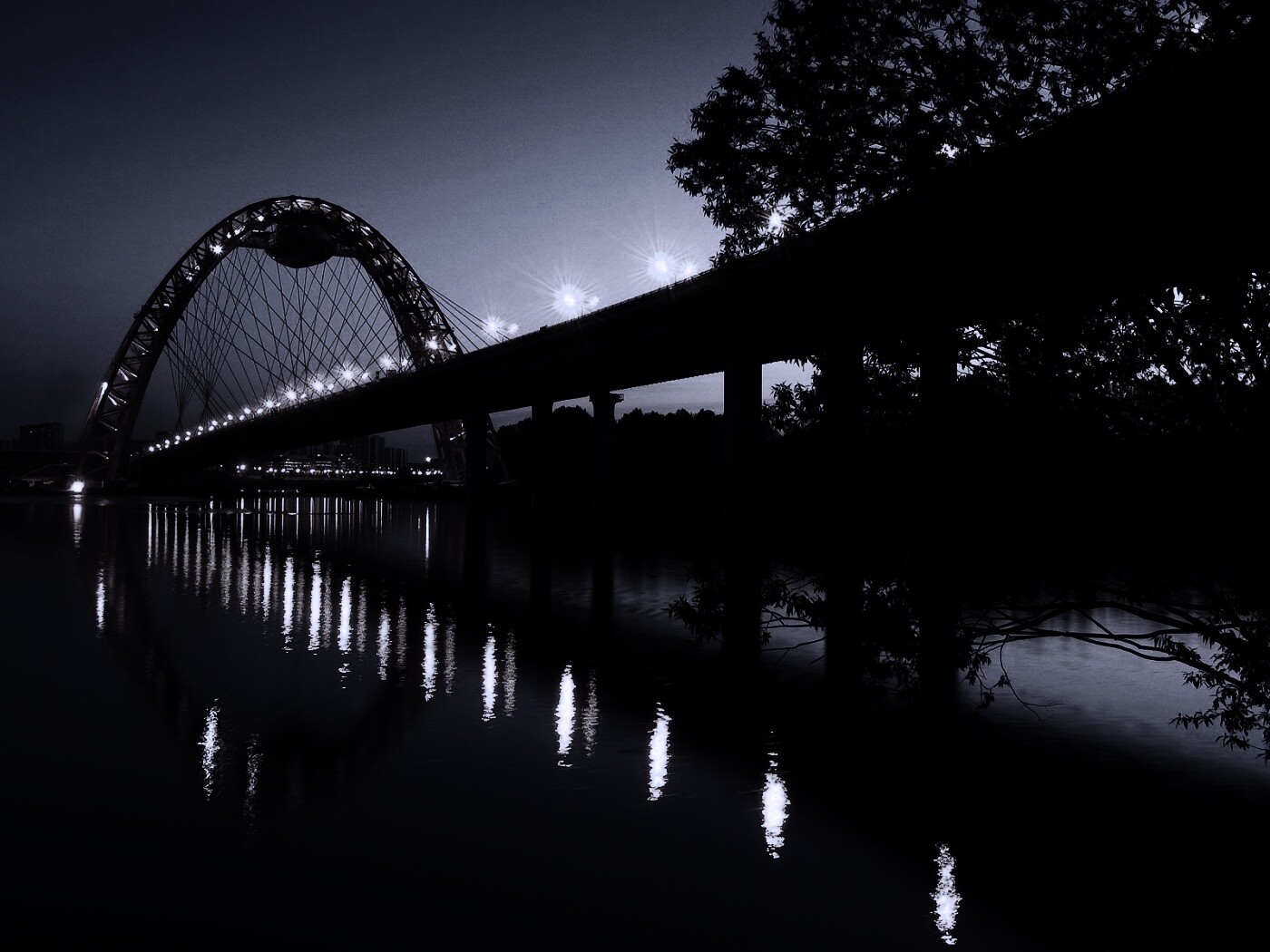 Мост в сумерках обои