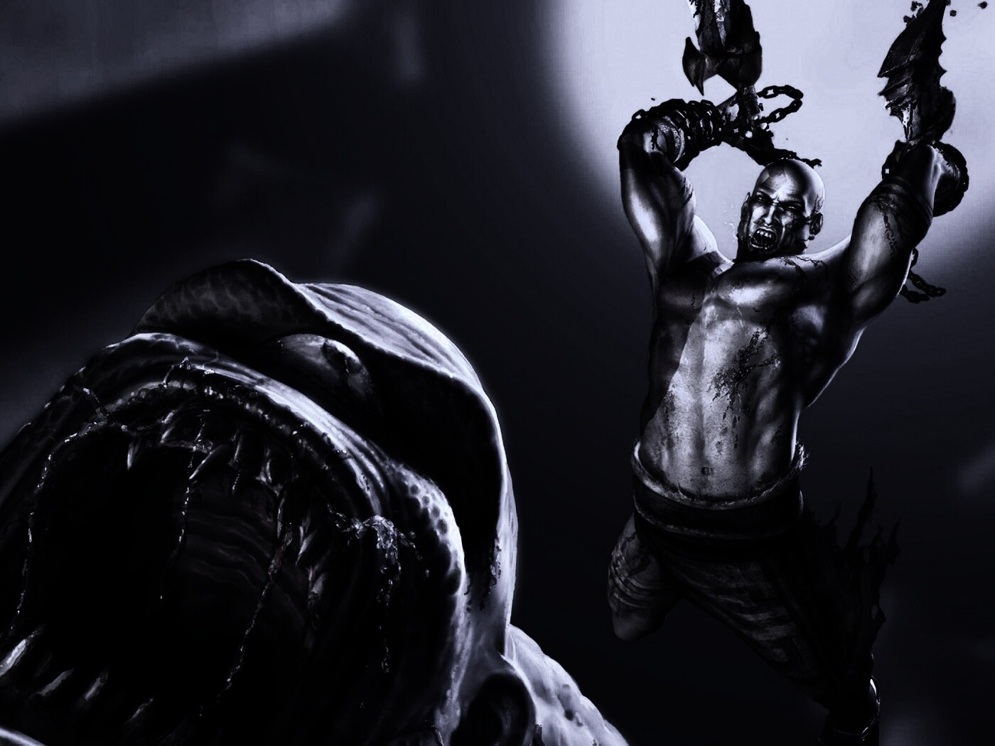 Кратос против монстра обои