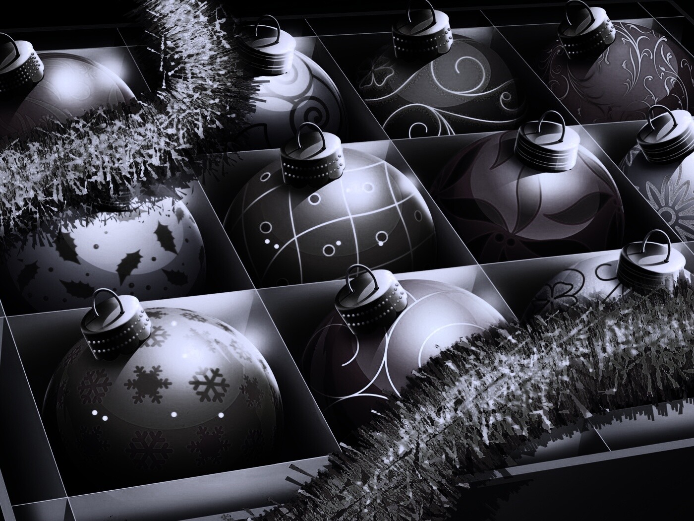 Елочные игрушки в коробке обои