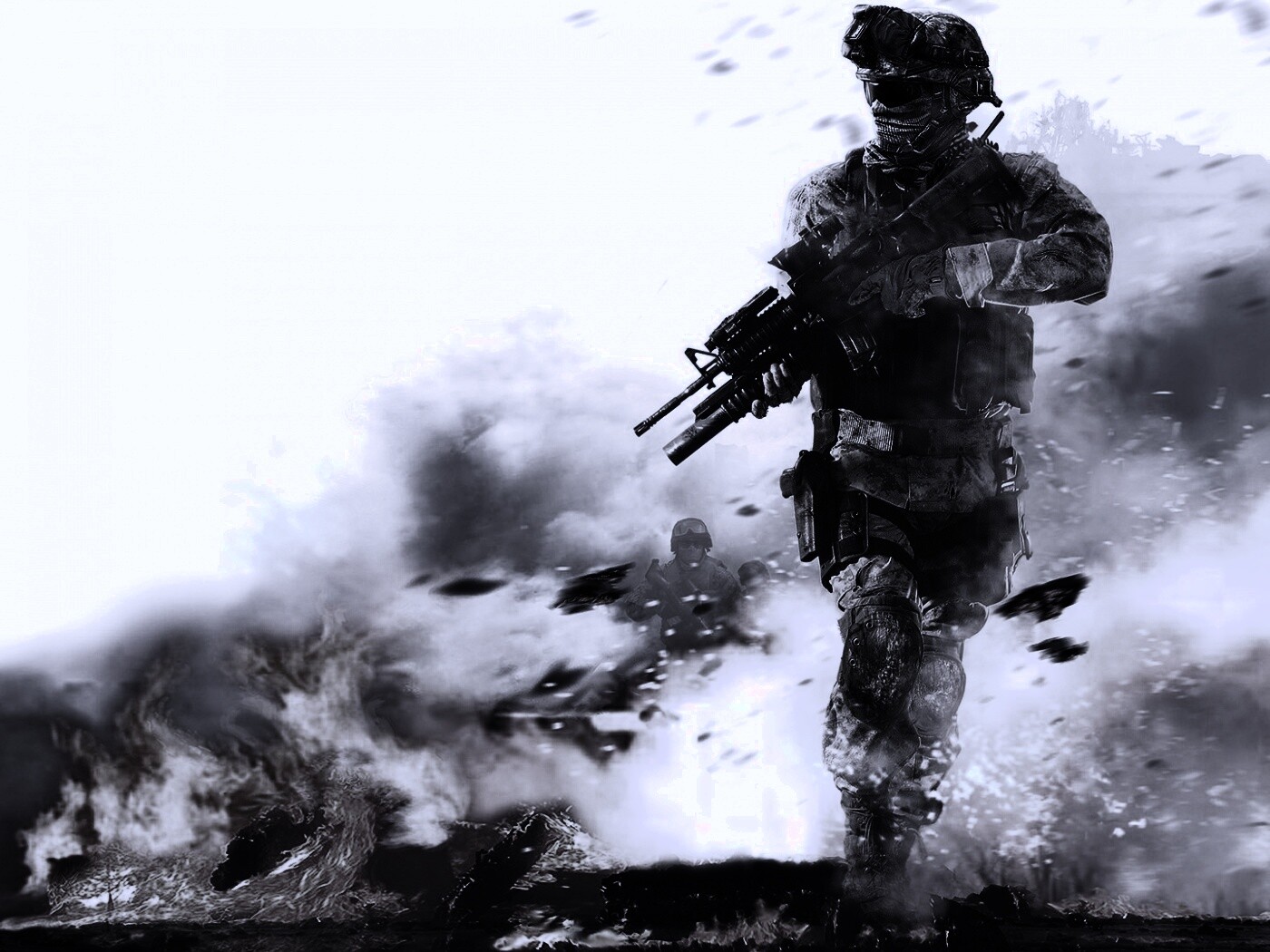 Солдат на фоне огня обои