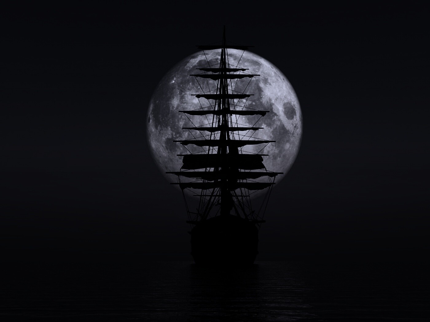 Корабль со спущенными парусами обои