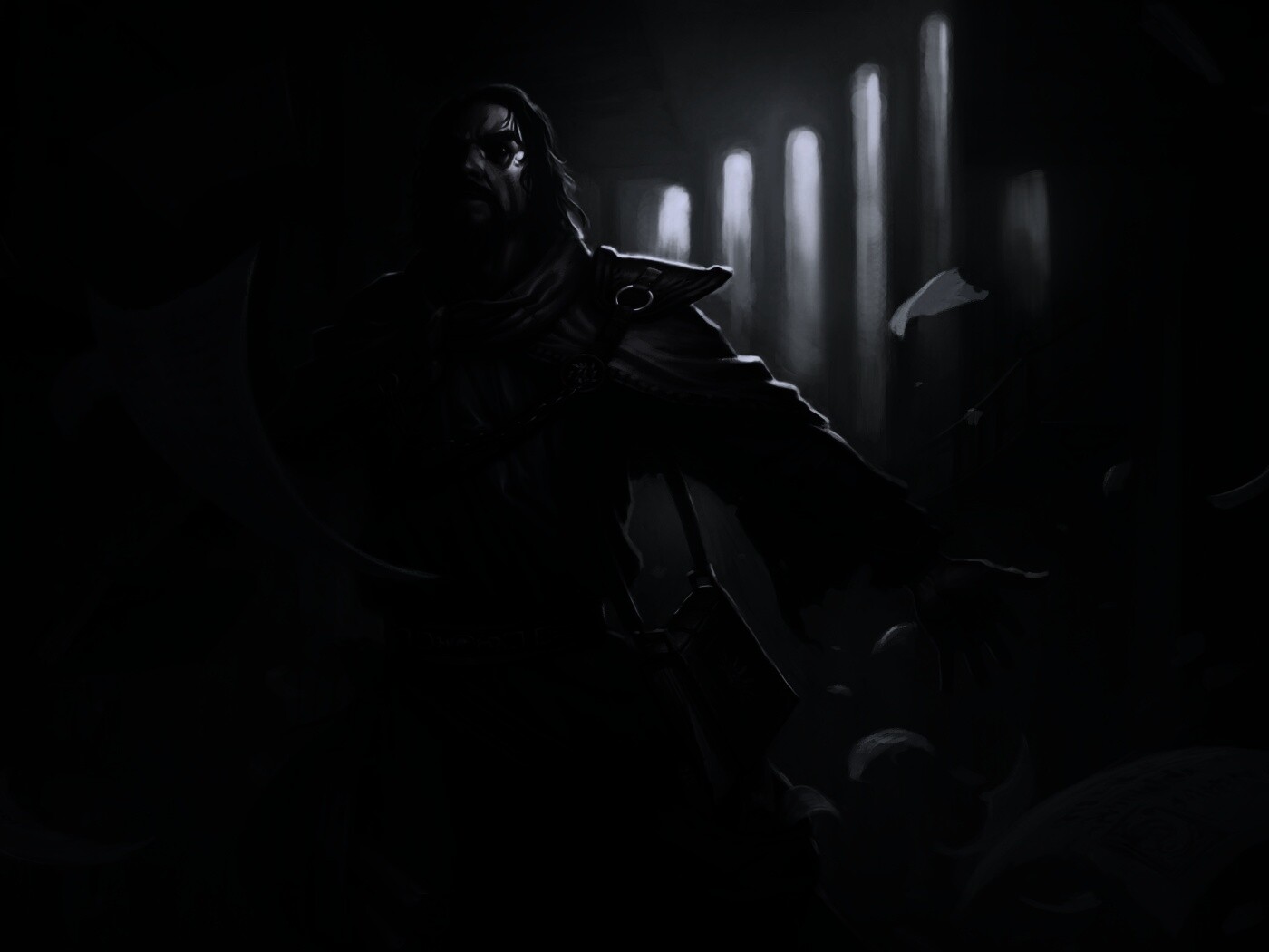 Маг в библиотеке обои