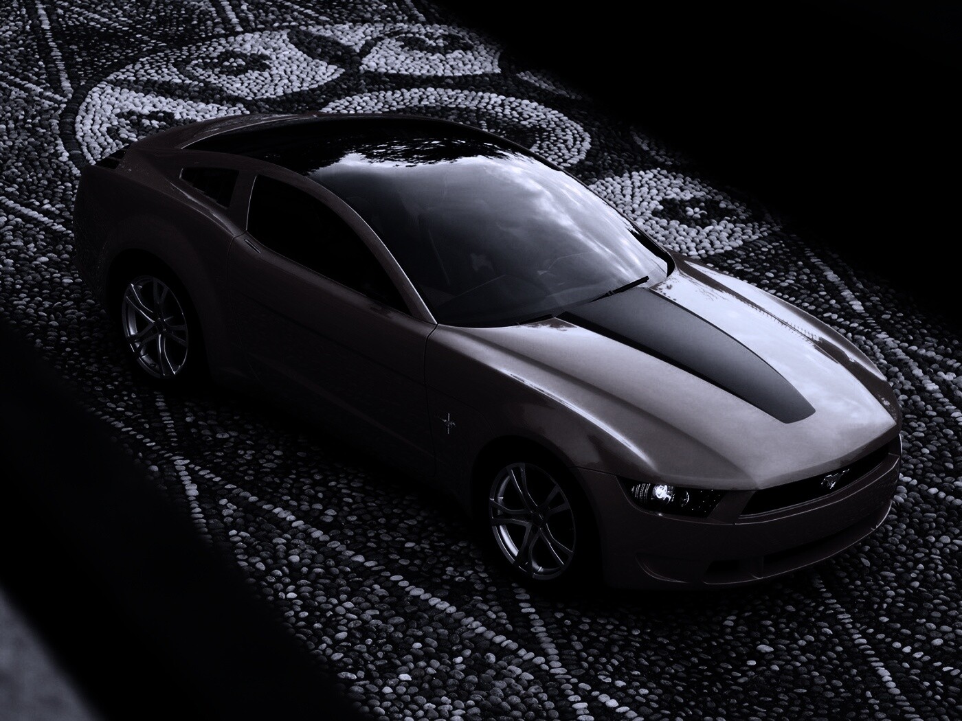 Оранжевый мустанг обои