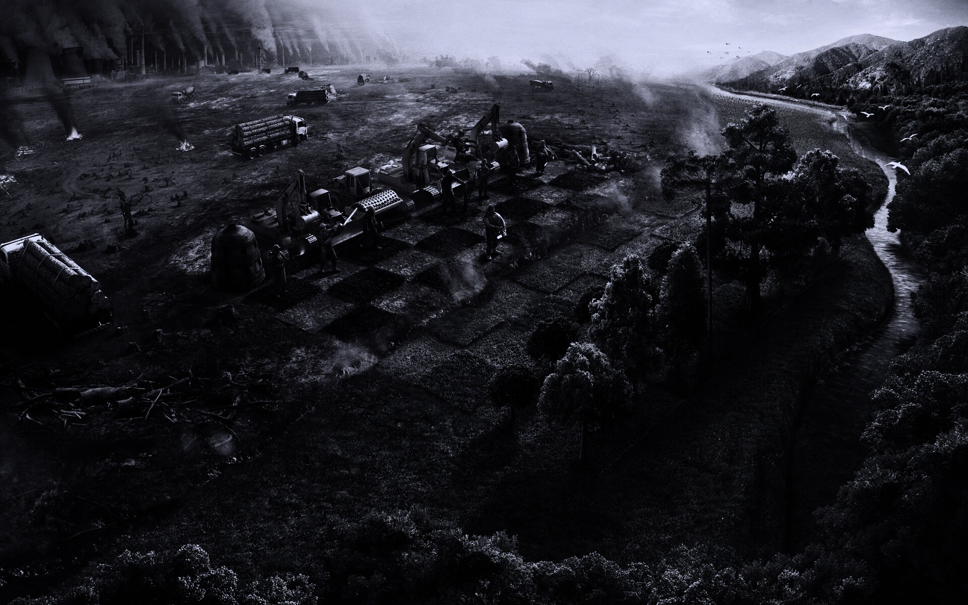 Цивилизация против природы обои