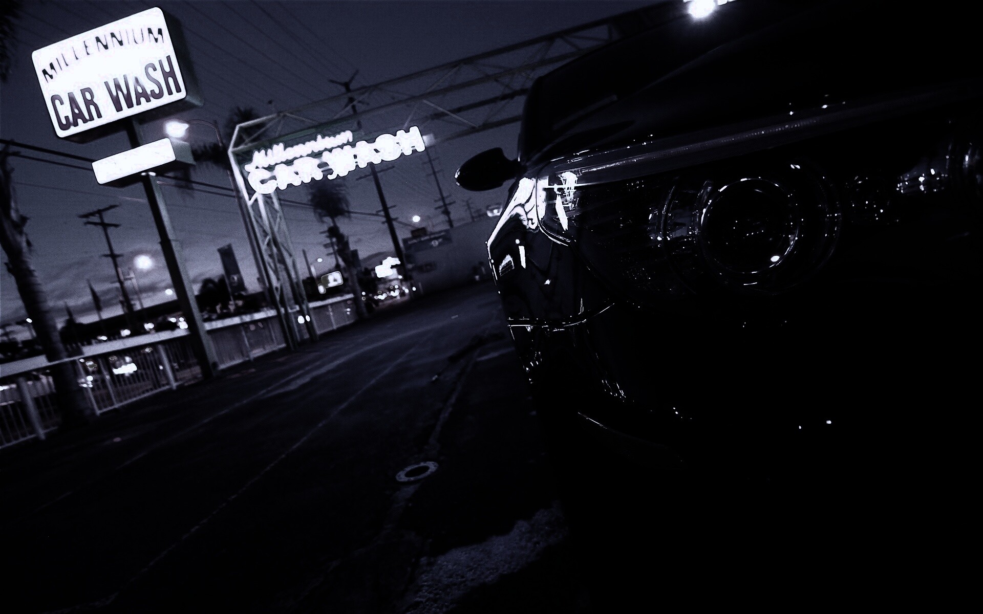 Ночная автомойка обои
