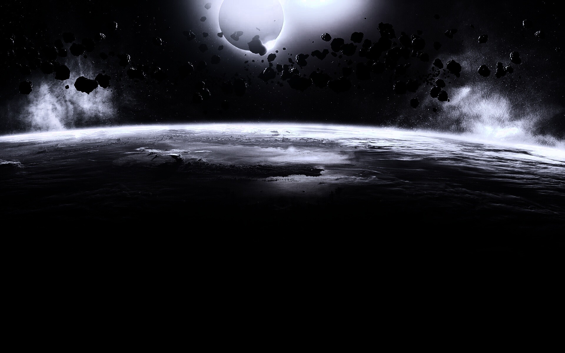 Пояс астероидов над планетой обои