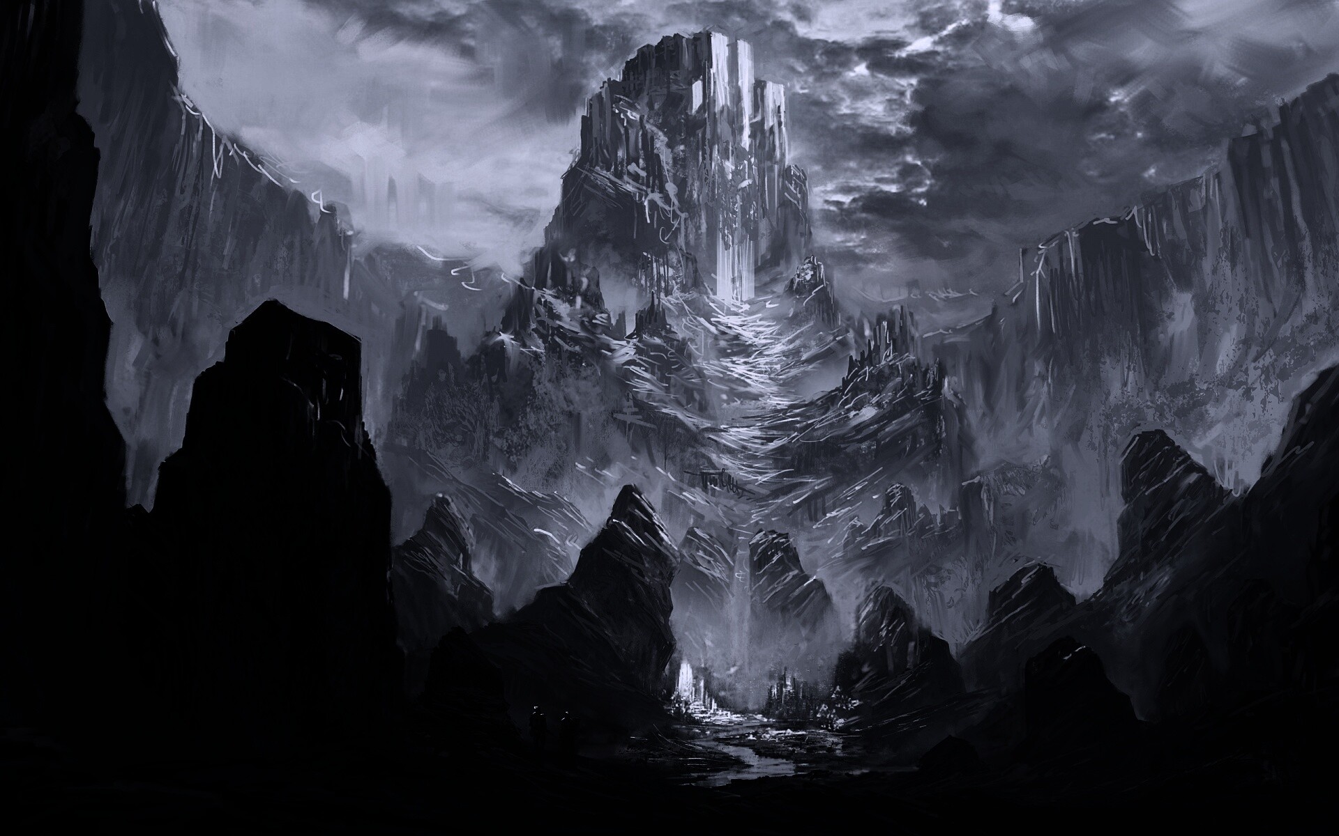 Город в горах обои