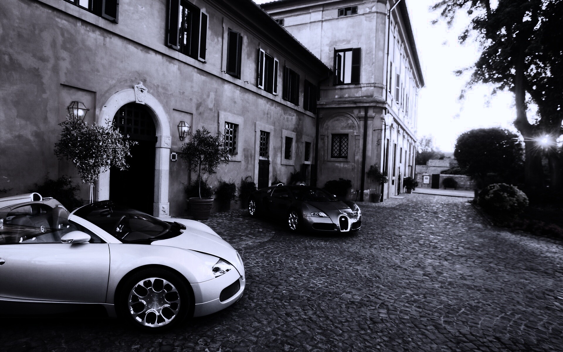 Два Бугатти у дома обои