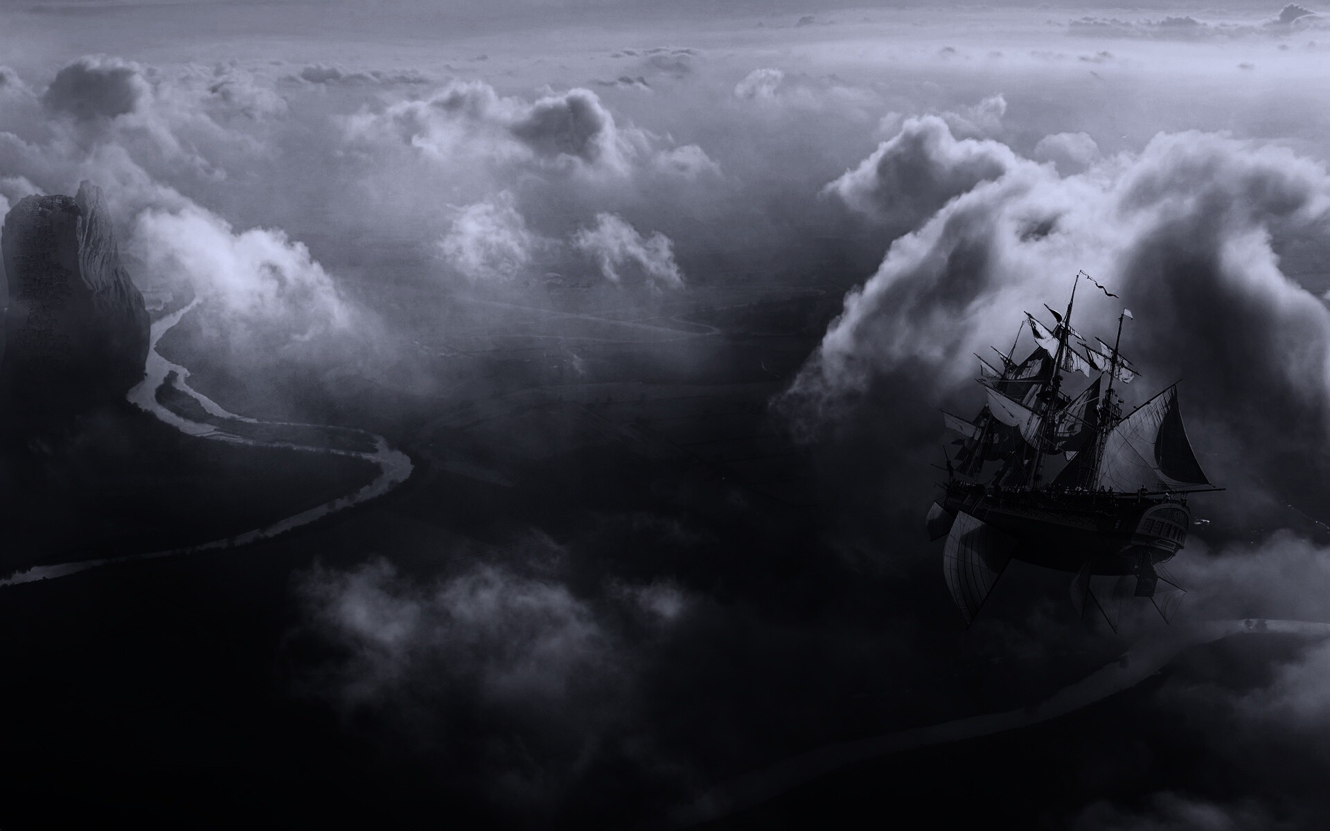 Летающий корабль обои