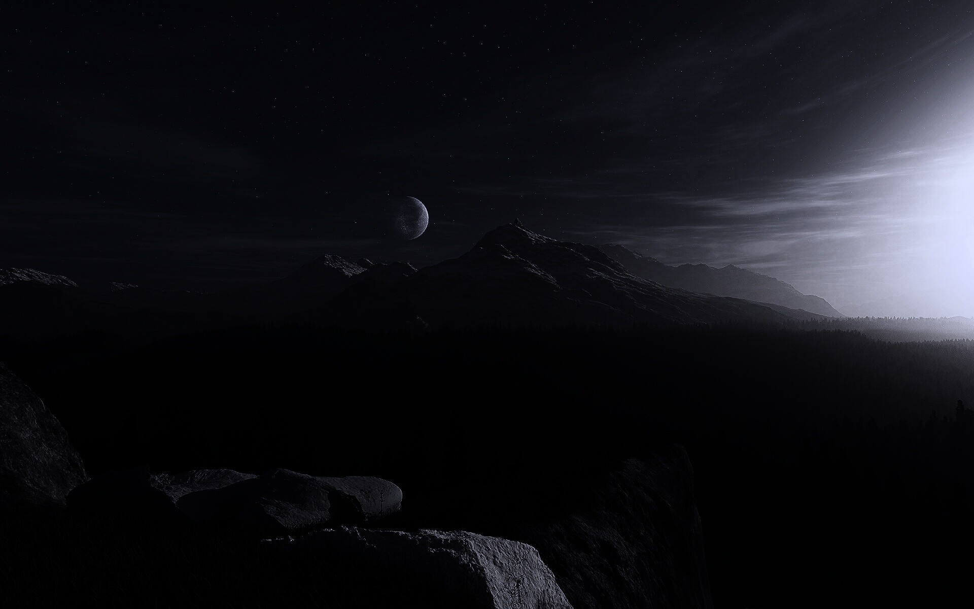 Луна над горами обои