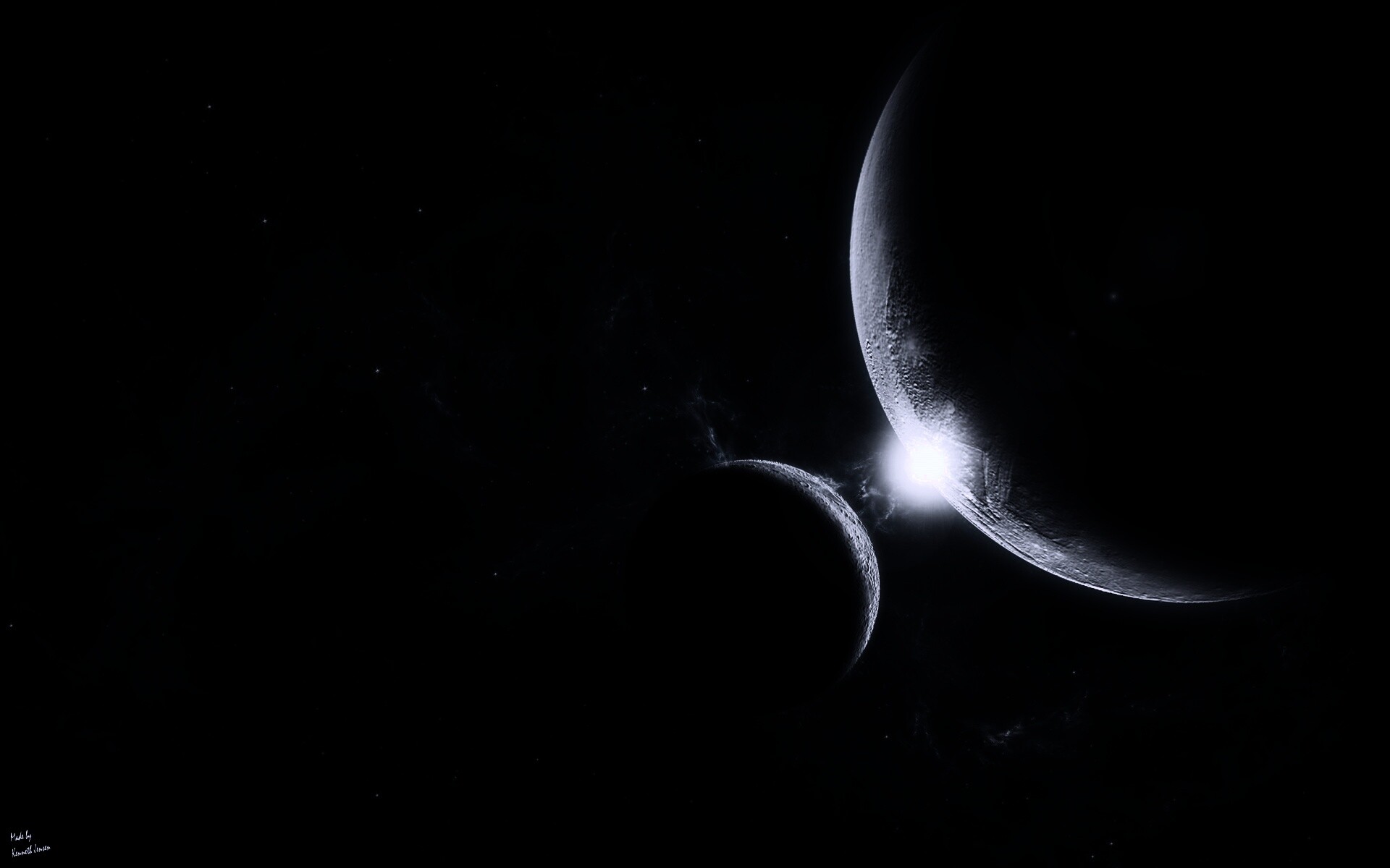 Планета и спутник обои