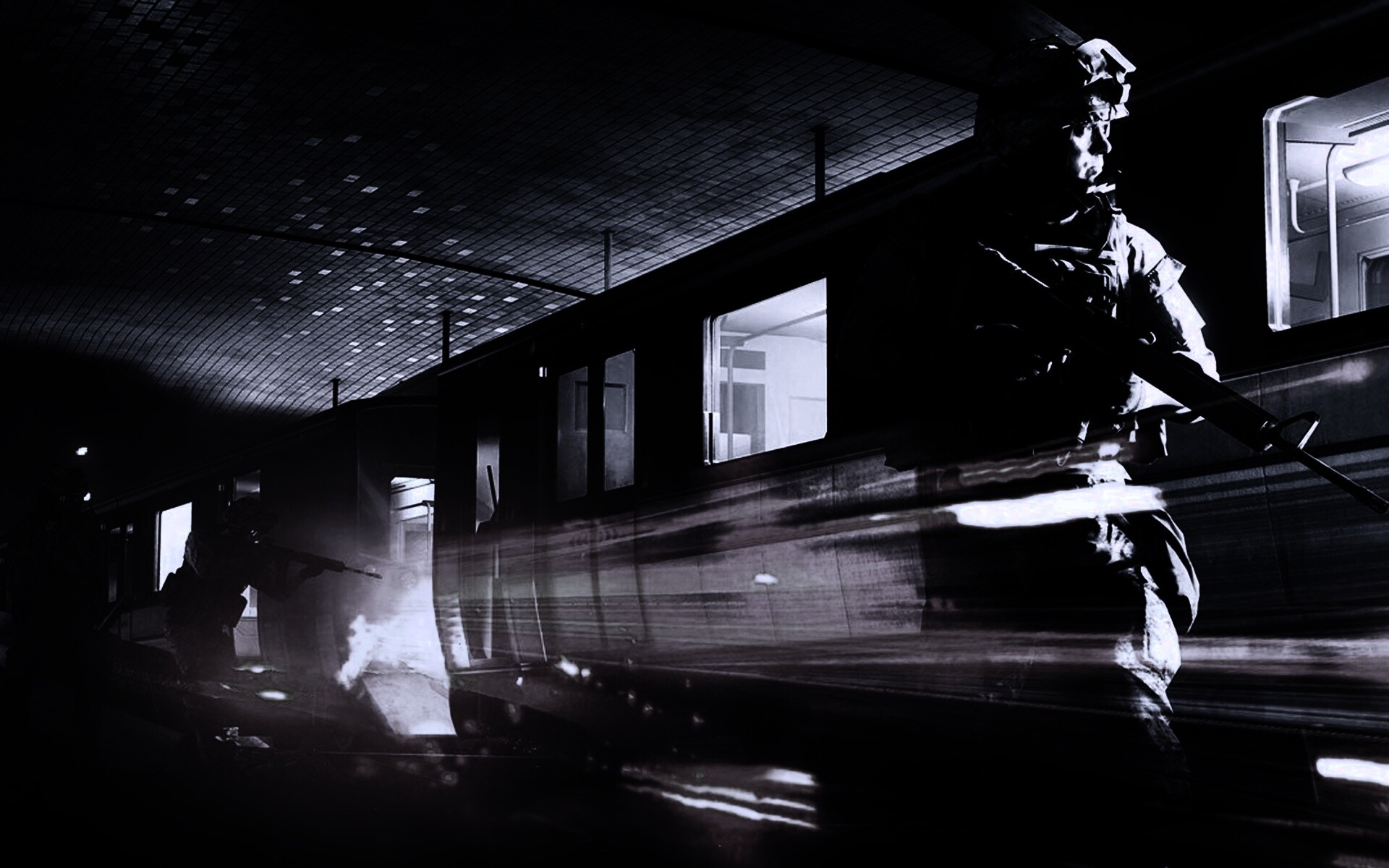 Солдаты на станции метро обои