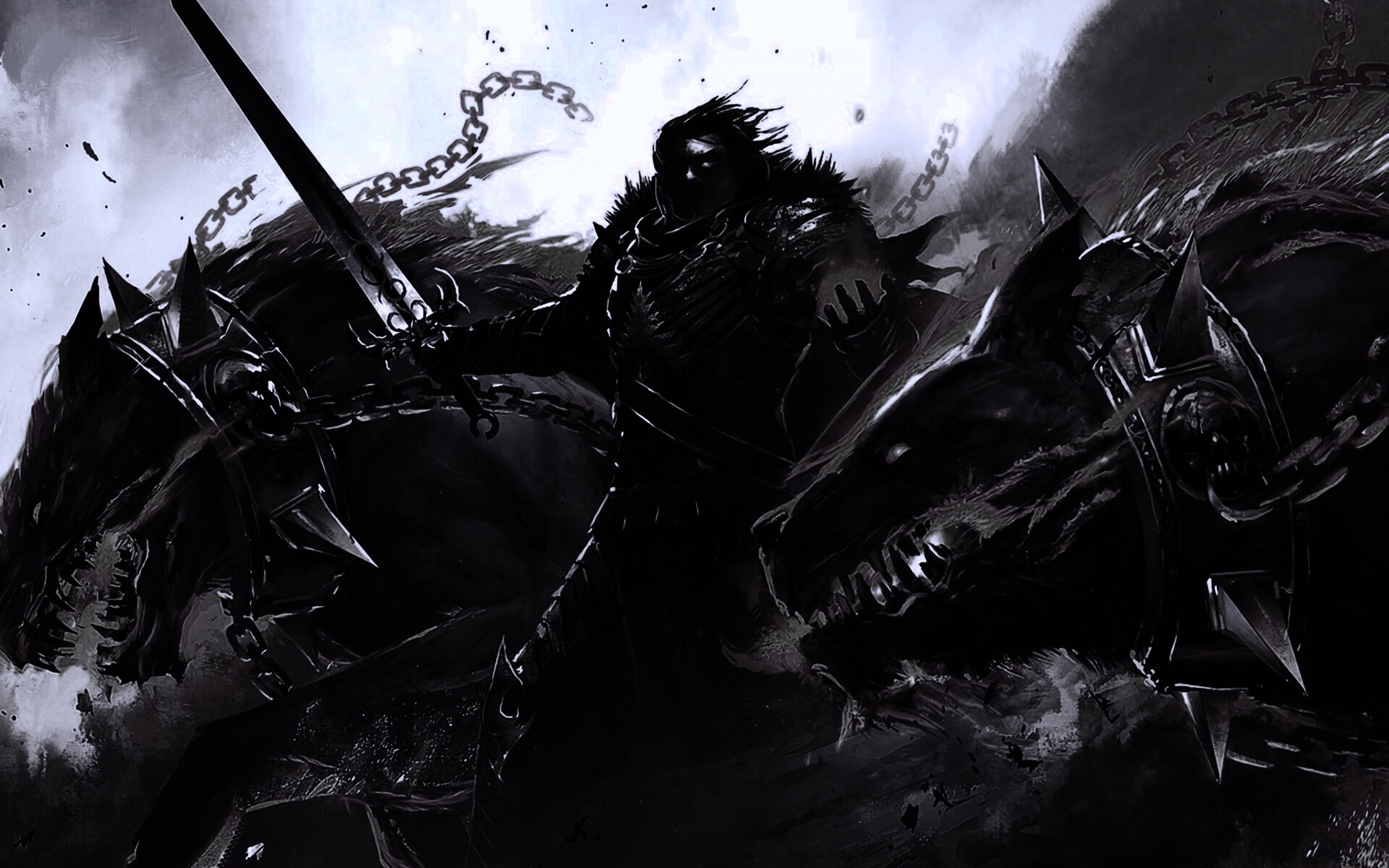 Темный рыцарь и гончие смерти обои