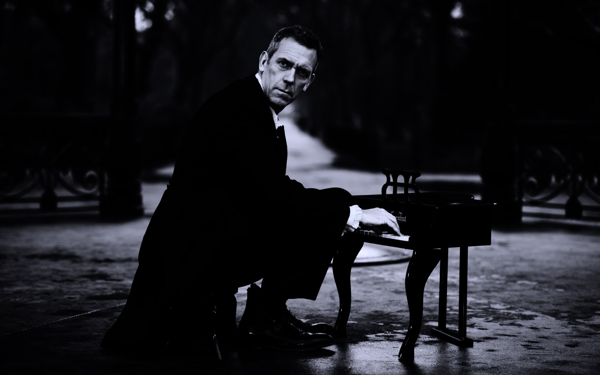 Хью Лори за маленьким роялем обои