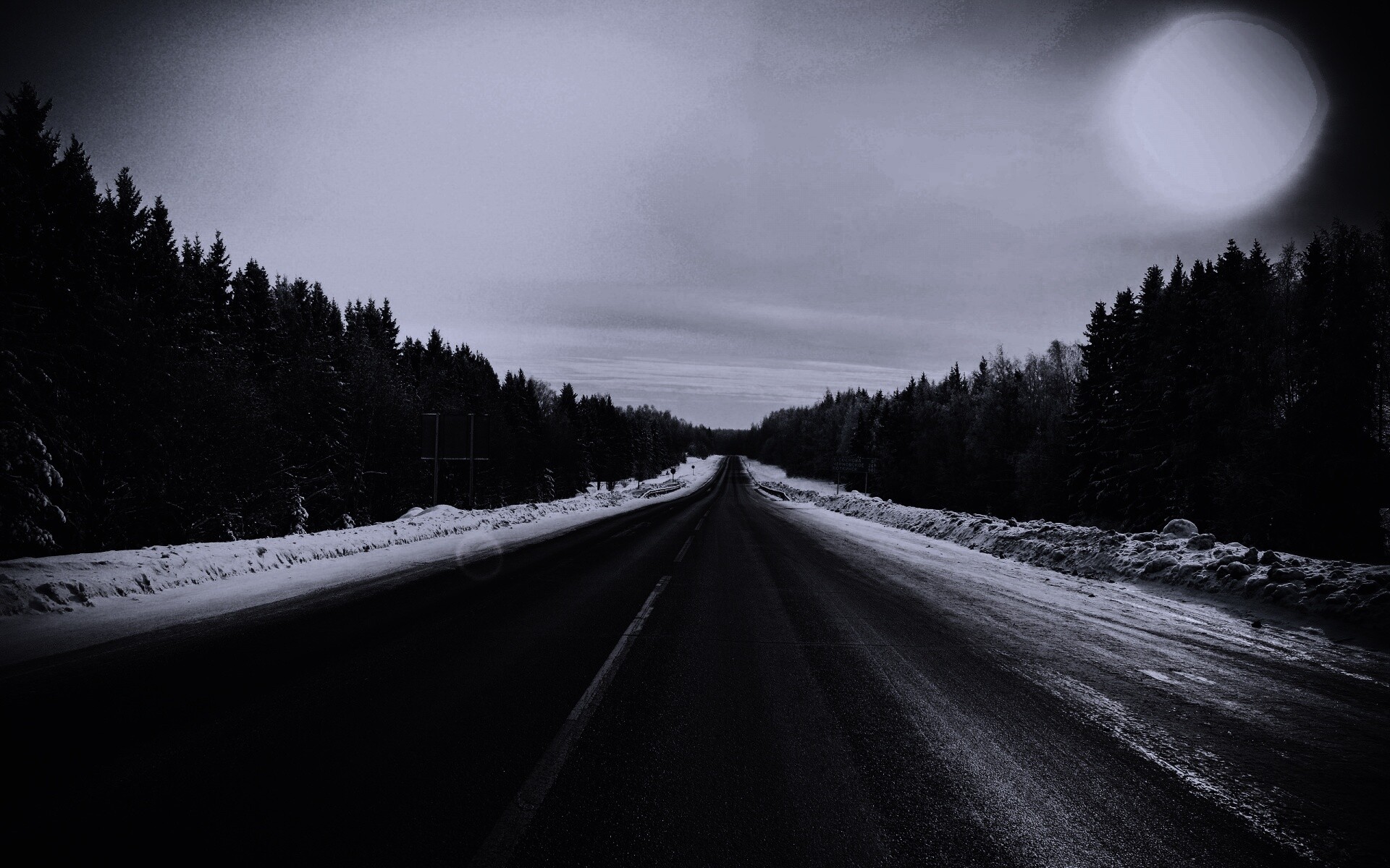 Дальняя дорога зимой обои