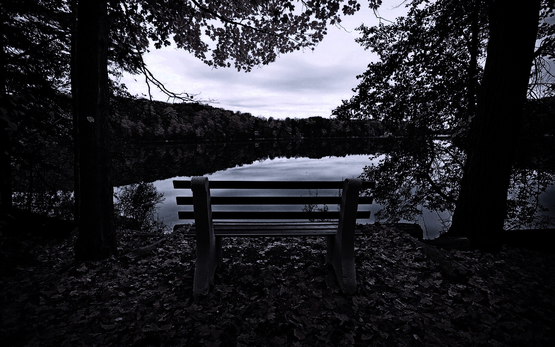 Вид на осеннее озеро обои