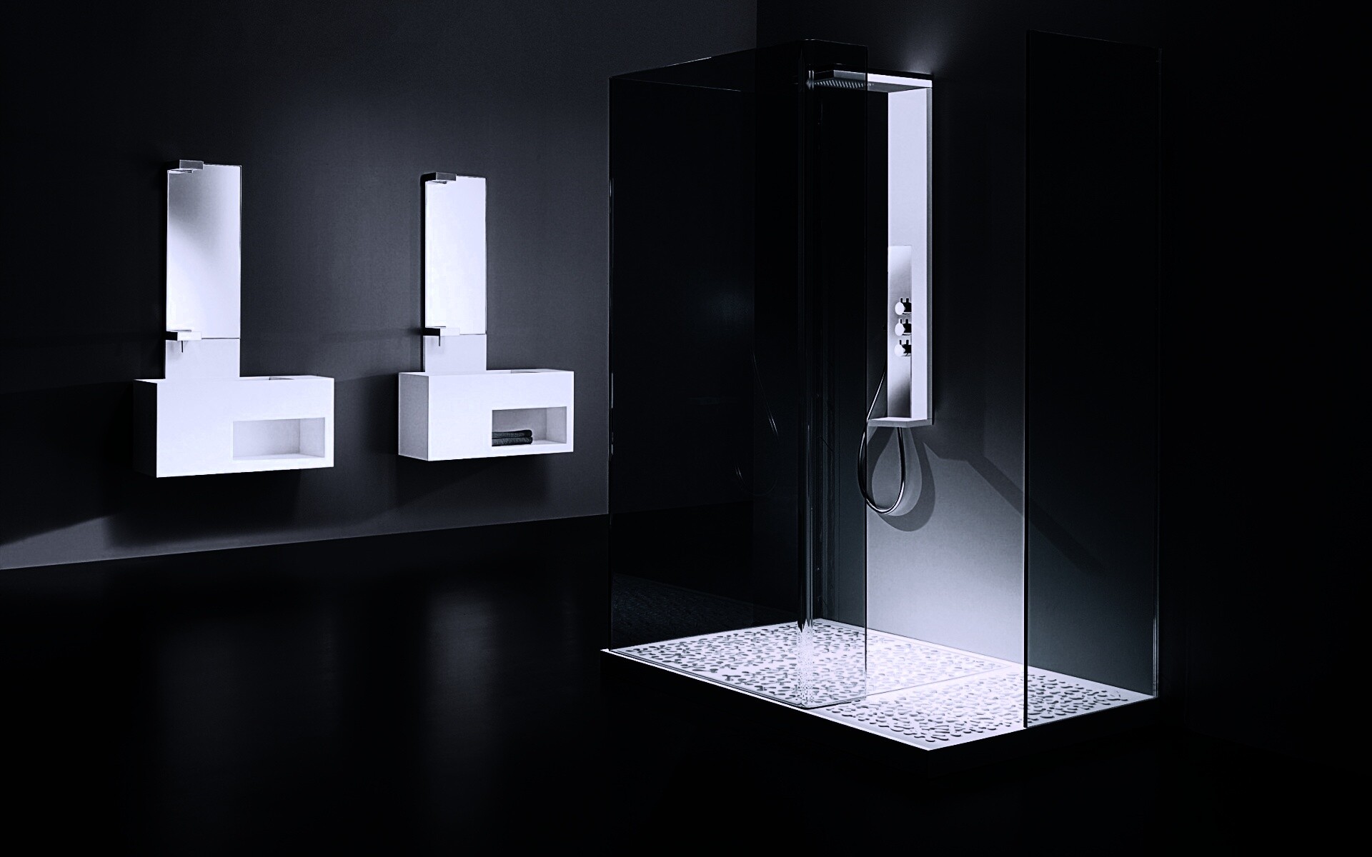 Ванная комната в стиле hi tech обои