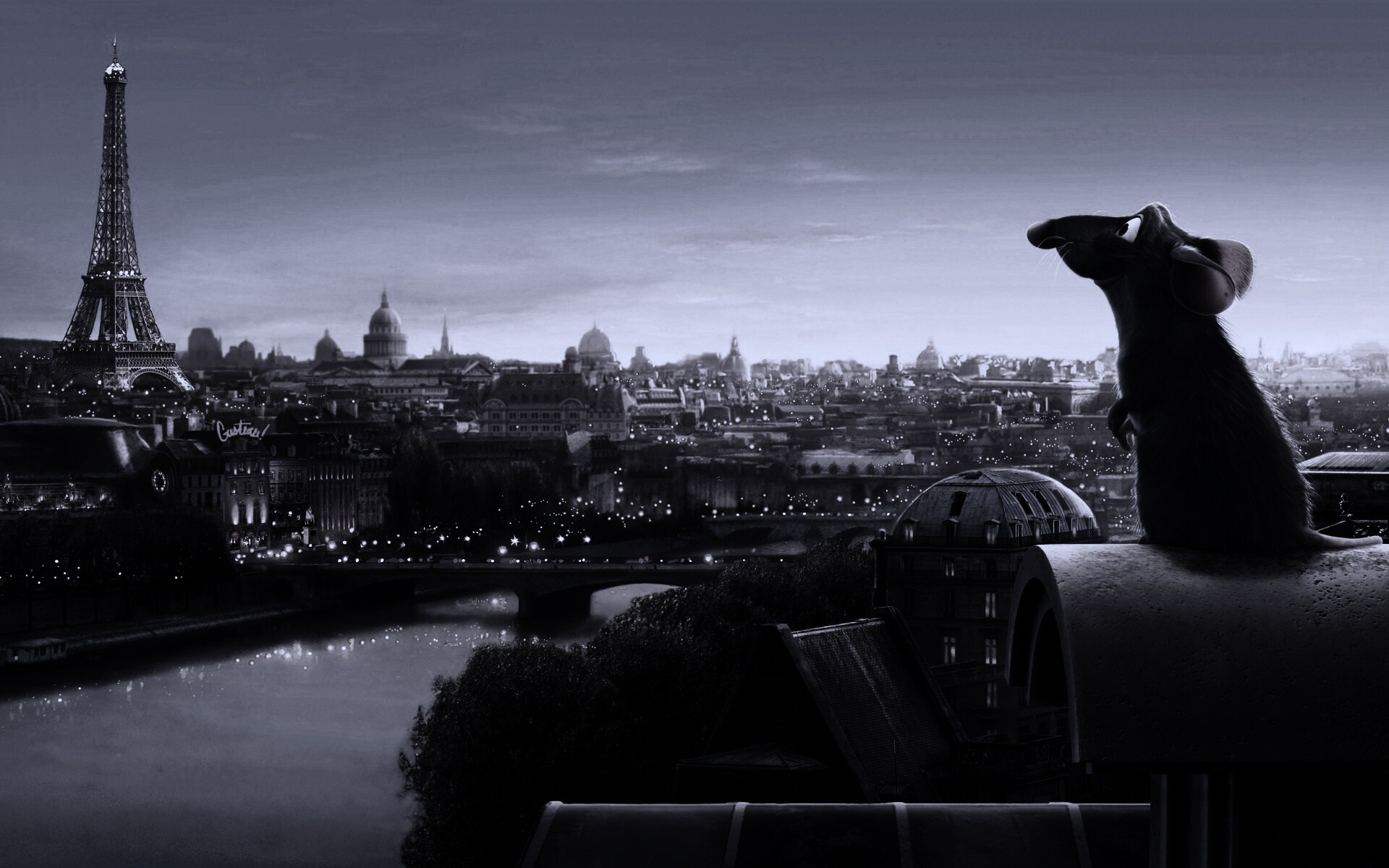 Рататуй на фоне Парижа обои