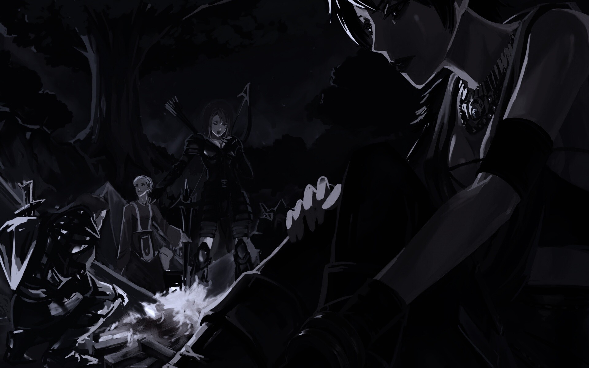 Рисунок Морриган в лагере обои