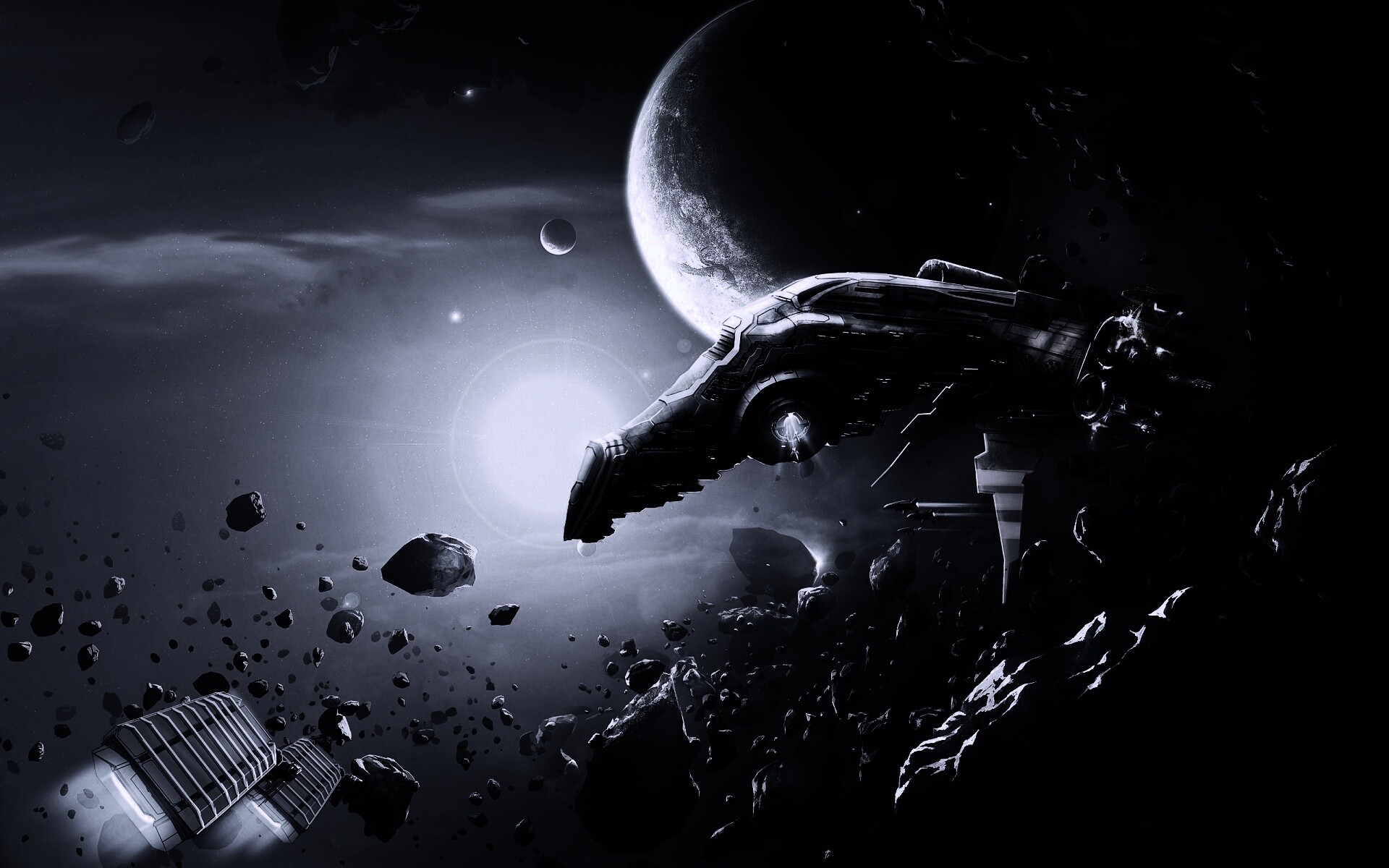 Полет в астероидах обои