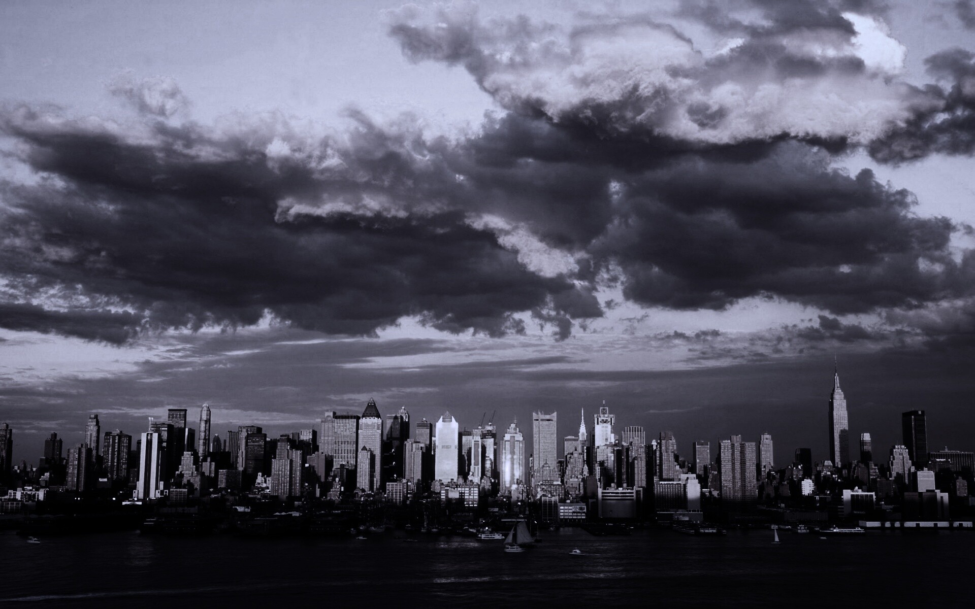 Панорама города на закате обои