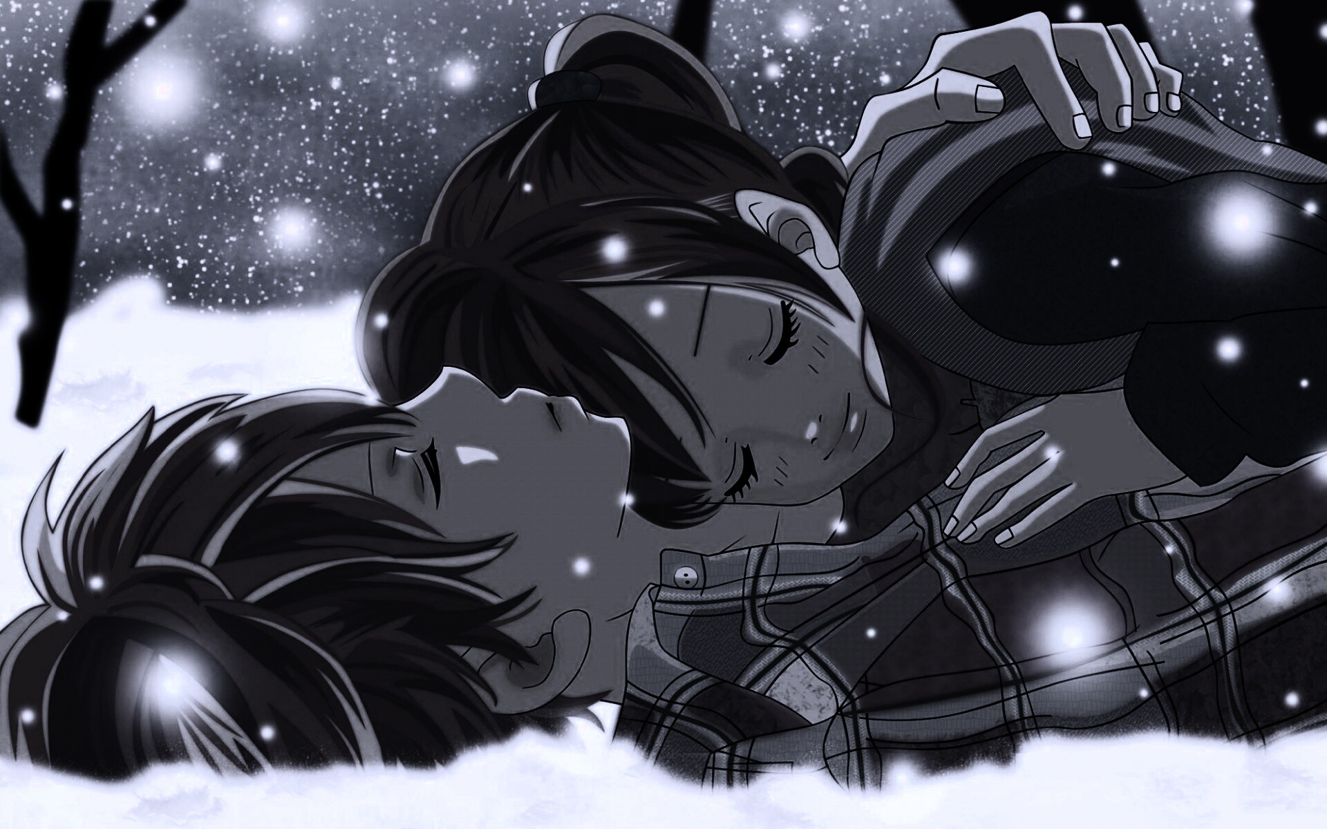 Двое на снегу из Bokura Ga Ita обои