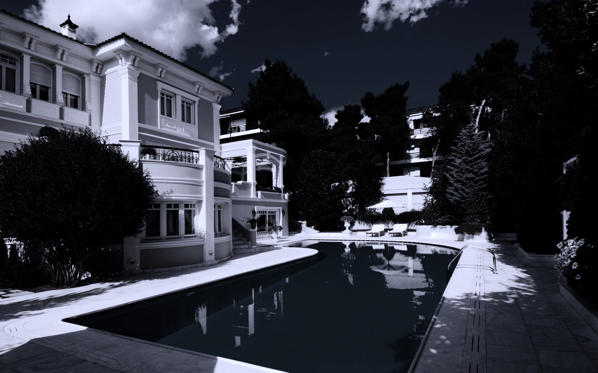 Особняк с бассейном обои