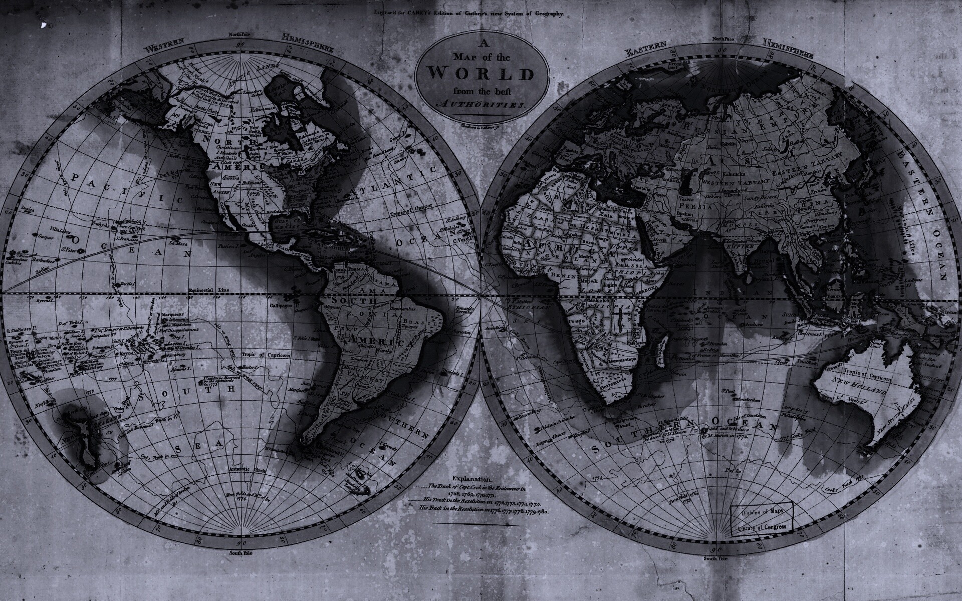 Старинная карта мира обои