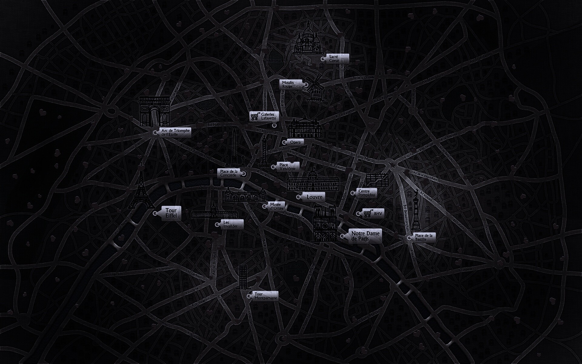 Карта Парижа обои