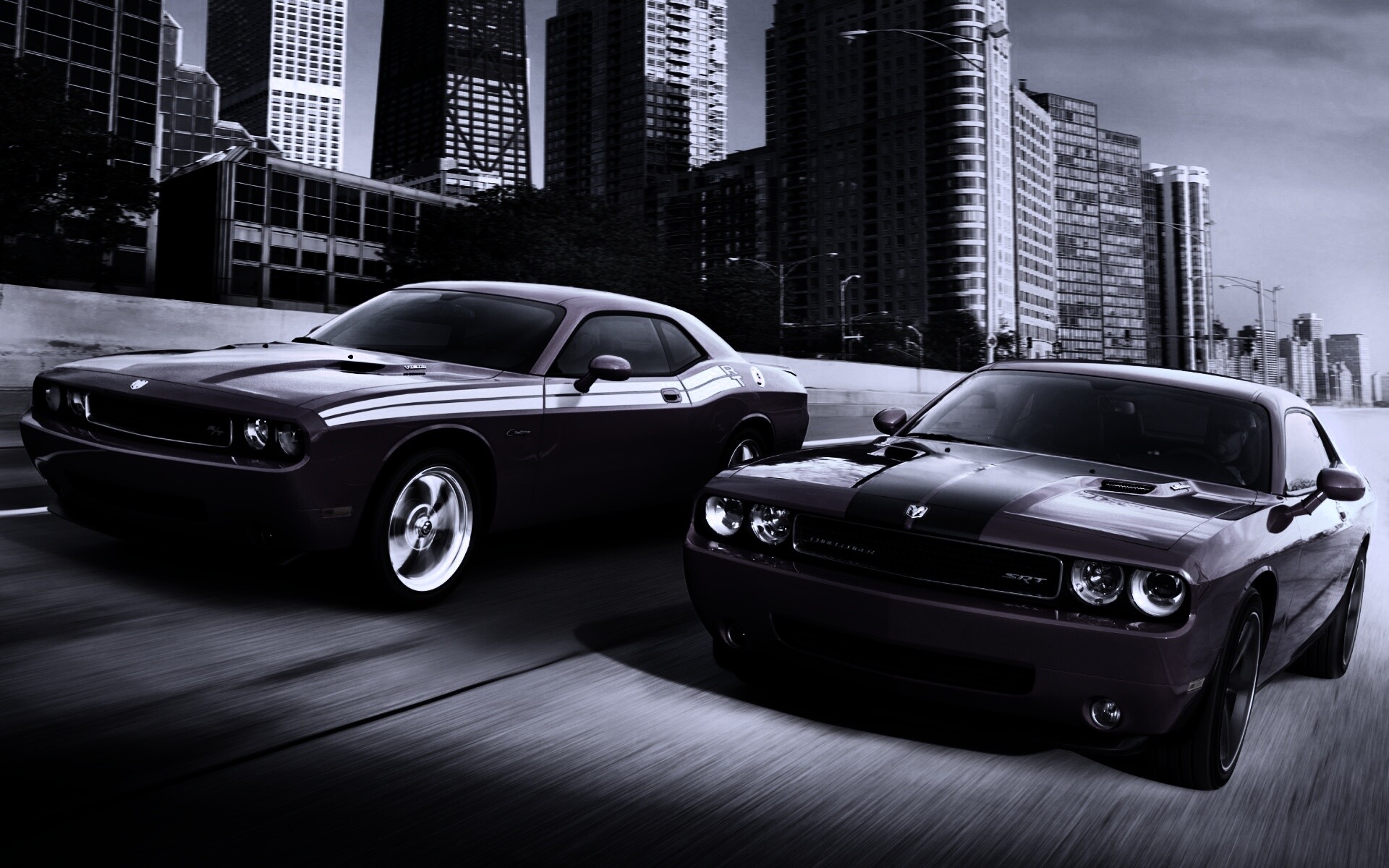 Два розовых мускулкара обои