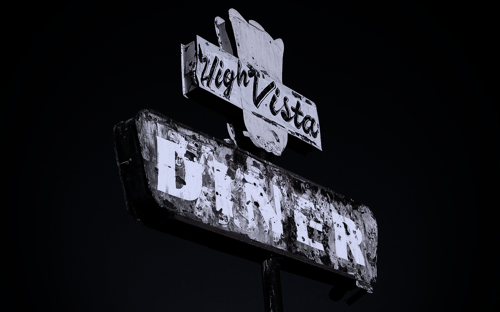 Вывеска заброшенного ресторанчика обои